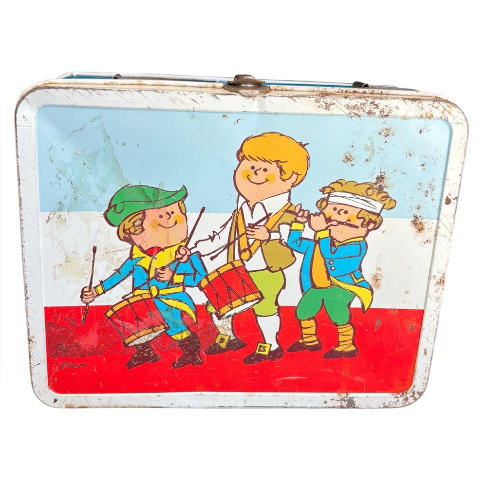 Bicentennial Lunchbox 1976 Ohio Art Vintage Metal Patriotic Drummer Kids USA HTF